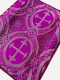 Cross Print Brocade Tablecloth - Jacquard Religious Print Church Fabric Table Covers