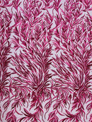 Fuchsia Beaded Fabric by the yard, Bridal beaded, Damask Pattern With Beads and Sequin
