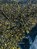 58/60" Velvet Sequins Stretch Fabric - Gold / Black - Velvet Sequins 2 Way Stretch Sold By Yard