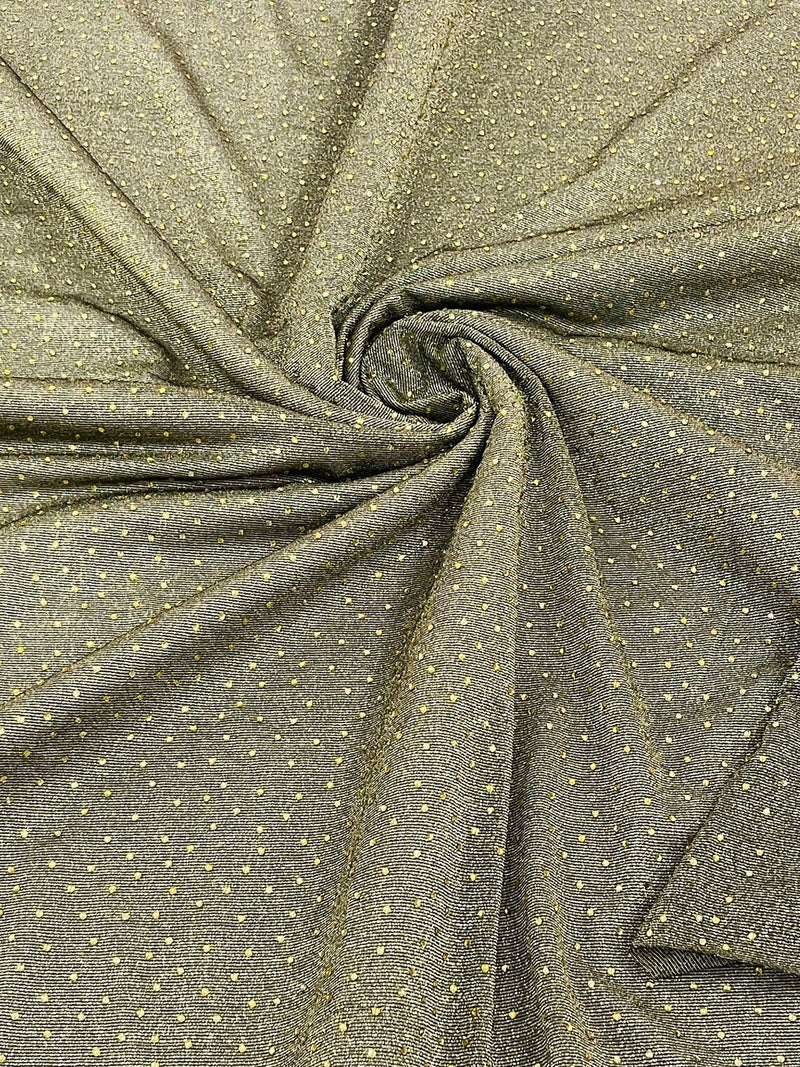 Shimmer Rhinestone Glitter Fabric - Gold / Black - Shimmer Stretch Glitter Fabric with Rhinestones By Yard