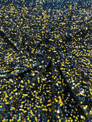 58/60" Velvet Sequins Stretch Fabric - Gold / Black - Velvet Sequins 2 Way Stretch Sold By Yard