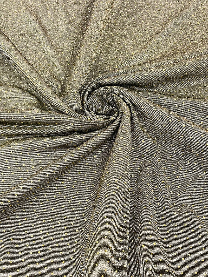 Shimmer Rhinestone Glitter Fabric - Gold / Black - Shimmer Stretch Glitter Fabric with Rhinestones By Yard