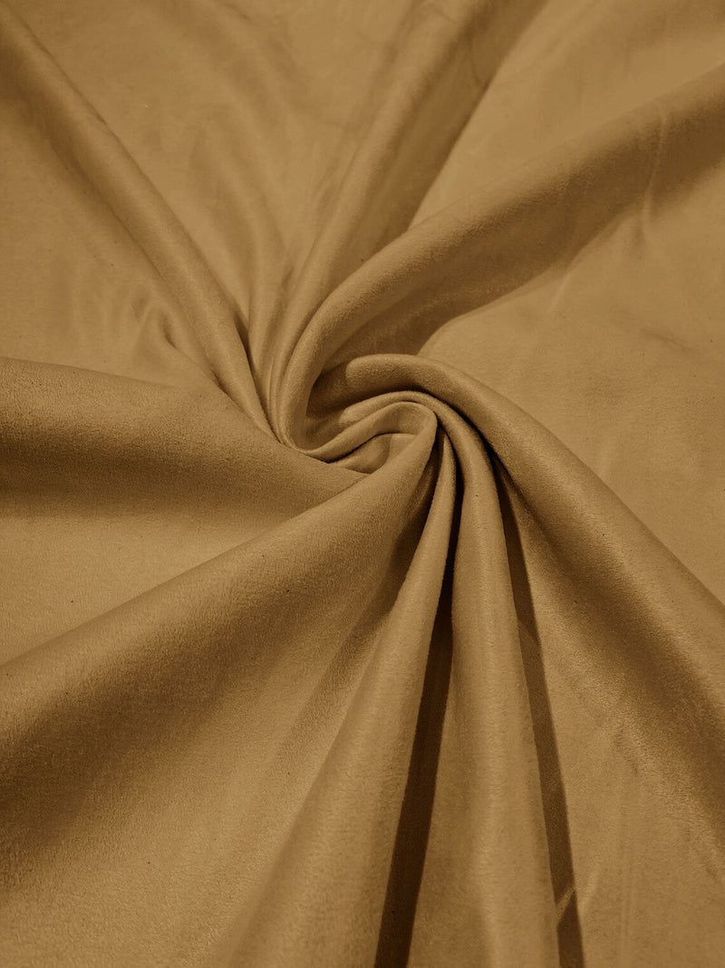 58" Faux Micro Suede Fabric - Gold - Polyester Micro Suede Fabric for Upholstery / Crafts / Costume By Yard
