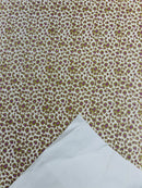 Leopard Chunky Glitter Fabric - Gold / Purple - 54" Animal Print Glitter Vinyl Fabric By Yard