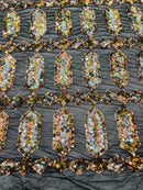 Geometric Stretch Sequin - Gold / Silver - Fancy Gem Design on Mesh By Yard