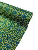 Leopard Chunky Glitter Fabric - Gold / Turquoise - 54" Animal Print Glitter Vinyl Fabric By Yard