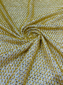 Glitter Tulle Bead Fabrics - Gold - 60" Wide Shiny Glitter Mesh Fabric Sold By The Yard