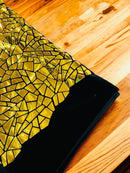 Mirror Sequins Velvet - Gold - Shiny Mirror Cut Sequins on Velvet By Yard