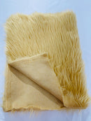 60" Solid Shaggy Faux Fur - Gold - Long Pile Luxury Shaggy Soft Faux Fur Fabric By Yard