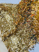 Sword Shaped Sequins - Gold - Hanging Solid Sequins On Mesh Fabric By Yard
