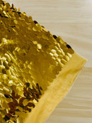 Oval Jumbo Paillette Sequins - Gold - Big Oval Paillette Sequins Design Fabric By Yard