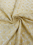 Pearls and Sequins Floral Fabric - Gold - Embroidered Beaded Sequins Fabric Lace By Yard