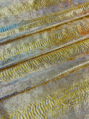 Anaconda Foil Velvet - Gold - Shiny Foil Velvet Anaconda Snake Print Fabric Sold By The Yard