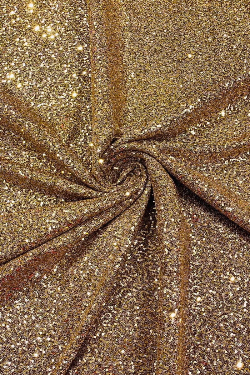 Lurex Stretch Fabric - Gold - Shiny Metallic 4 Way Stretch Sequins Lurex Spandex Fabric by Yard