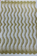 Mermaid Scales Bead Design - Gold - Mermaid Sequins Bead Design Mesh Fabric by yard