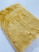 60" Solid Shaggy Faux Fur - Gold - Long Pile Luxury Shaggy Soft Faux Fur Fabric By Yard