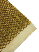 Diamond Net Sequins Fabric - Gold - Geometric Diamond Net Design on Mesh Lace Fabric By Yard