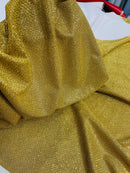 Shimmer Diamond Glitter Fabric - Gold - Luxury Sparkle Stretch Fabric Sold By Yard