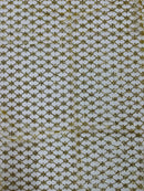 Diamond Design Glitter Fabric - Gold - Triangle Shiny Glitter Mesh with Flower Decor by Yard