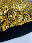 Mirror Sequins Velvet - Gold - Shiny Mirror Cut Sequins on Velvet By Yard