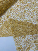 Embroidery Beaded Fabric - Gold - Beaded Floral Bridal Embroidery Fabric Sold by the yard