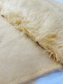 60" Solid Shaggy Faux Fur - Gold - Long Pile Luxury Shaggy Soft Faux Fur Fabric By Yard