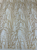 Tulle Glitter Galaxy Design Fabric - Gold - Tulle Fabric with Sparkle Glitter Design Sold By Yard