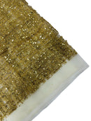 Glitter Line Mesh Sequins Fabric - Gold - Shiny Sequins and Glitter on Mesh Fabric by Yard