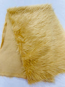 60" Solid Shaggy Faux Fur - Gold - Long Pile Luxury Shaggy Soft Faux Fur Fabric By Yard