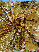 Oval Jumbo Paillette Sequins - Gold - Big Oval Paillette Sequins Design Fabric By Yard