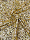 Beaded Sequins Pearl Fabric - Gold -  Embroidered Pearl Beads and Sequins on Lace By Yard