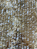 Sword Shaped Sequins - Gold - Hanging Solid Sequins On Mesh Fabric By Yard