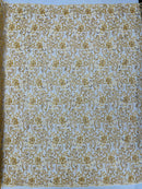 Embroidery Beaded Fabric - Gold - Beaded Floral Bridal Embroidery Fabric Sold by the yard