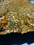 Mirror Sequins Velvet - Gold - Shiny Mirror Cut Sequins on Velvet By Yard