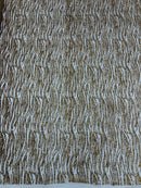 Glitter Zebra Stripe Fabric - Gold - Zebra Lines Glitter Design on Lace Fabric By Yard