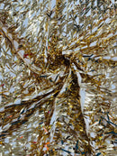 Sword Shaped Sequins - Gold - Hanging Solid Sequins On Mesh Fabric By Yard