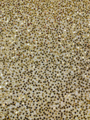 Beaded Sequins Pearl Fabric - Gold -  Embroidered Pearl Beads and Sequins on Lace By Yard