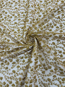 Small Glitter Flower Fabric - Gold - Shimmer Glitter Flower Design on Mesh Lace By The Yard