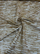 Glitter Zebra Stripe Fabric - Gold - Zebra Lines Glitter Design on Lace Fabric By Yard