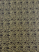 Leopard Chunky Glitter Fabric - Gold / Brown - 54" Animal Print Glitter Vinyl Fabric By Yard