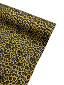Leopard Chunky Glitter Fabric - Gold / Brown - 54" Animal Print Glitter Vinyl Fabric By Yard