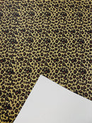 Leopard Chunky Glitter Fabric - Gold / Brown - 54" Animal Print Glitter Vinyl Fabric By Yard