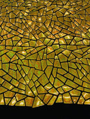 Mirror Sequins Velvet - Gold Holographic - Shiny Mirror Cut Sequins on Velvet By Yard