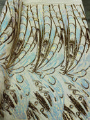 Olivia Sequins Design - Gold Iridescent - 4 Way Stretch Multi Color Sequin Fabric on Mesh Sold By The Yard