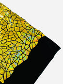 Mirror Sequins Velvet - Gold Iridescent - Shiny Mirror Cut Sequins on Velvet By Yard