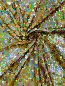 Circle Paillette Sequins - Iridescent Gold - Large Round Paillette Sequins Design Fabric By Yard