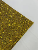 Metallic Foil Sequins - Gold on Black - 2 Way Stretch Spandex with 5mm Sequins Fabric by yard