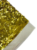 Circle Paillette Sequins - Gold on Ivory - Large Round Paillette Sequins Design Fabric By Yard