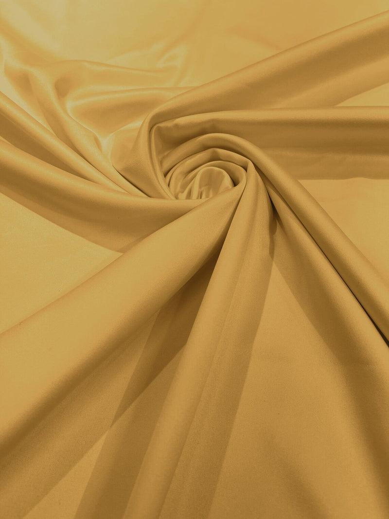 Matte L'Amour Stretch Satin - Gold - Stretch Satin Fabric For Bridal, Prom Dress Sold By Yard