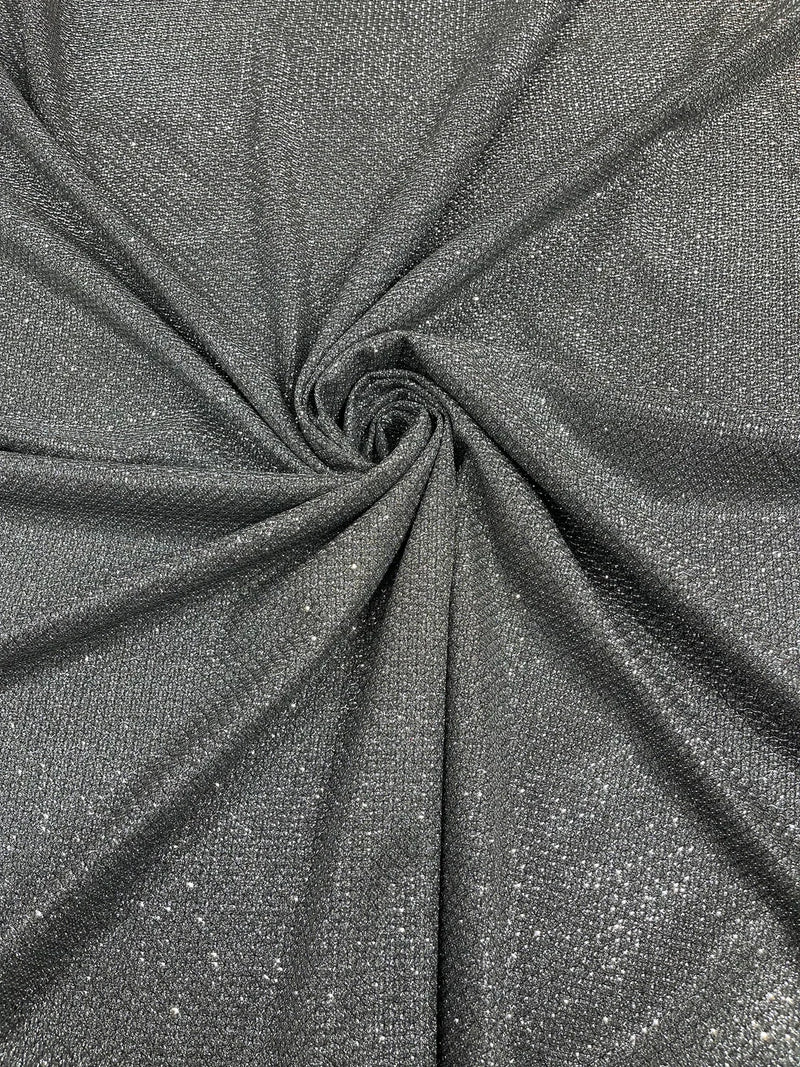 Shimmer Diamond Glitter Fabric - Gray - Luxury Sparkle Stretch Fabric Sold By Yard